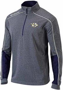 Columbia Nashville Predators Mens Navy Blue Heat Seal Omni Wick Shotgun 2.0 Long Sleeve Qtr Zip Pu..