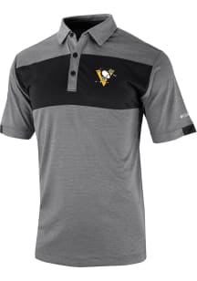 Columbia Pittsburgh Penguins Mens Black Heat Seal Omni Wick Total Control Short Sleeve Polo