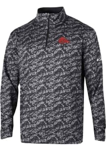 Columbia Arkansas Razorbacks Mens Black Wickham Hills Honeycomb Long Sleeve Qtr Zip Pullover
