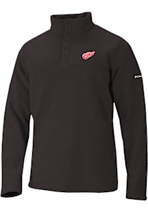 Columbia Detroit Red Wings Mens Black Alto Pass Long Sleeve Qtr Zip Pullover