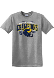 Michigan Wolverines Grey 2022 Big 10 Conference Champions Short Sleeve T Shirt