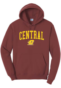 Central Michigan Chippewas Mens Maroon Arch Logo Long Sleeve Hoodie