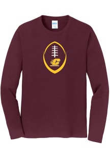 Central Michigan Chippewas Maroon Football Long Sleeve T Shirt