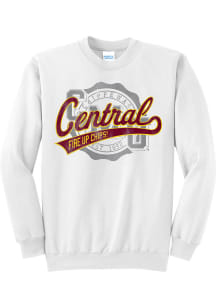 Central Michigan Chippewas Mens White Yearbook Crest Long Sleeve Crew Sweatshirt