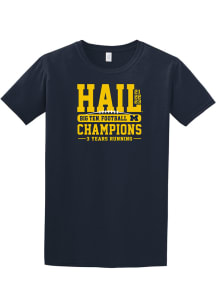 Michigan Wolverines Navy Blue 2023 Back to Back Hail Conference Champions Short Sleeve T Shirt