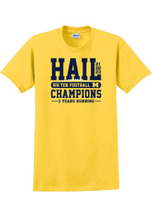 Michigan Wolverines Gold 2023 Back to Back Hail Conference Champions Short Sleeve T Shirt