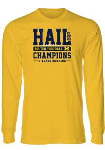 Michigan Wolverines Gold 2023 Back to Back Hail Conference Champions Long Sleeve T Shirt