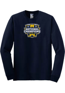 Michigan Wolverines Navy Blue 2023 National Champions Official Logo Long Sleeve T Shirt