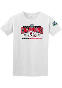 Miami RedHawks White 2023 MAC Champions Locker Room Short Sleeve T Shirt