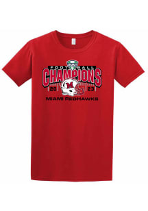 Miami RedHawks Red 2023 MAC Champions Locker Room Short Sleeve T Shirt