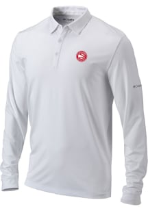 Columbia Atlanta Hawks Mens White Heat Seal Omni Wick Pin High Long Sleeve Polo Shirt