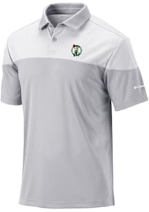 Columbia Boston Celtics Mens Grey Heat Seal Omni Wick Best Ball Short Sleeve Polo