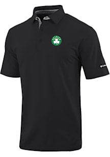Columbia Boston Celtics Mens Black Heat Seal Even Lie Short Sleeve Polo