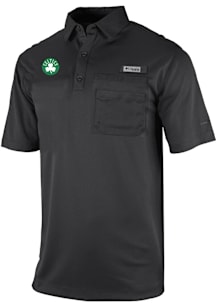 Columbia Boston Celtics Mens Black Heat Seal Omni Wick Flycaster Short Sleeve Polo
