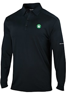 Columbia Boston Celtics Mens Black Heat Seal Omni Wick Pin High Long Sleeve Polo Shirt