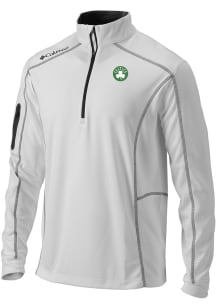 Columbia Boston Celtics Mens White Heat Seal Omni Wick Shotgun Long Sleeve Qtr Zip Pullover