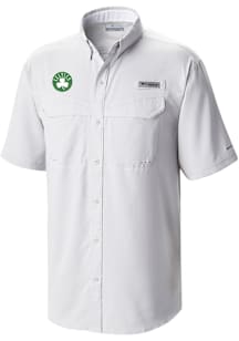Columbia Boston Celtics Mens White Heat Seal Low Drag Offshore Short Sleeve Dress Shirt