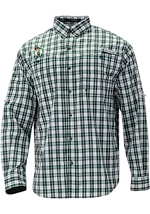 Columbia Boston Celtics Mens Green Heat Seal Super Tamiami LS T Long Sleeve Dress Shirt