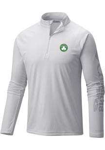 Columbia Boston Celtics Mens White Heat Seal Terminal Tackle Long Sleeve Qtr Zip Pullover