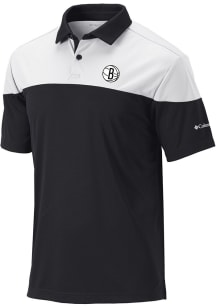Columbia Brooklyn Nets Mens Black Heat Seal Omni Wick Best Ball Short Sleeve Polo
