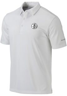 Columbia Brooklyn Nets Mens White Heat Seal Omni Wick Drive Short Sleeve Polo