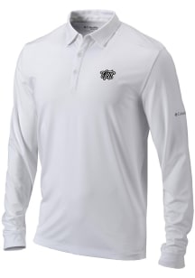 Columbia Brooklyn Nets Mens White Heat Seal Omni Wick Pin High Long Sleeve Polo Shirt