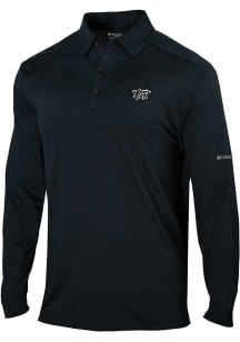 Columbia Brooklyn Nets Mens Black Heat Seal Omni Wick Pin High Long Sleeve Polo Shirt