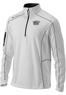 Columbia Brooklyn Nets Mens White Heat Seal Omni Wick Shotgun Long Sleeve Qtr Zip Pullover