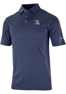 Mens Michigan Wolverines Navy Blue Columbia Invite II Short Sleeve Polo Shirt