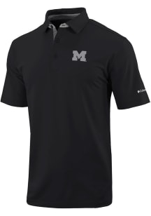 Mens Michigan Wolverines  Columbia Even Lie Short Sleeve Polo Shirt