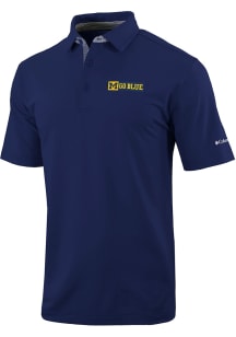 Mens Michigan Wolverines Navy Blue Columbia Even Lie Style Short Sleeve Polo Shirt