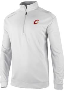 Columbia Cleveland Cavaliers Mens White Heat Seal Oakland Downs Long Sleeve Qtr Zip Pullover