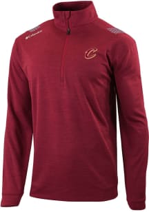Columbia Cleveland Cavaliers Mens Red Heat Seal Oakland Downs Long Sleeve Qtr Zip Pullover