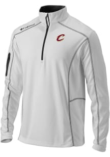 Columbia Cleveland Cavaliers Mens White Heat Seal Omni Wick Shotgun Long Sleeve Qtr Zip Pullover