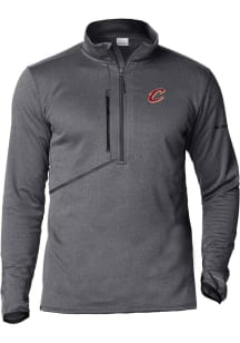 Columbia Cleveland Cavaliers Mens Black Heat Seal Park View Fleece Half Zip Pullover Long Sleeve Q..