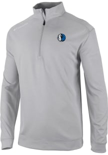 Columbia Dallas Mavericks Mens Grey Heat Seal Oakland Downs Long Sleeve Qtr Zip Pullover