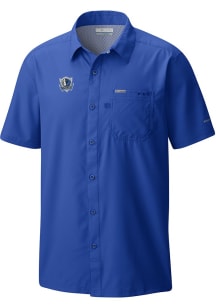 Columbia Dallas Mavericks Mens Blue Heat Seal Slack Tide Camp Short Sleeve Dress Shirt