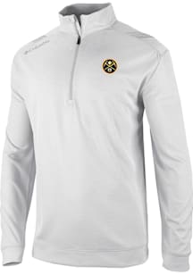 Columbia Denver Nuggets Mens White Heat Seal Oakland Downs Long Sleeve Qtr Zip Pullover