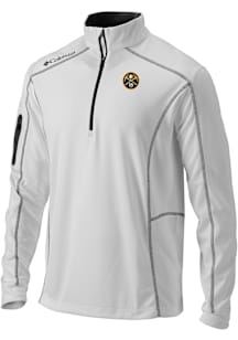 Columbia Denver Nuggets Mens White Heat Seal Omni Wick Shotgun Long Sleeve Qtr Zip Pullover