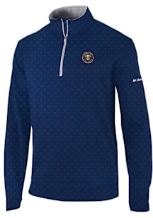 Columbia Denver Nuggets Mens Navy Blue Heat Seal Printed Wickham Hills Pullover Long Sleeve Qtr Zi..