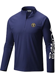 Columbia Denver Nuggets Mens Navy Blue Heat Seal Terminal Tackle Long Sleeve Qtr Zip Pullover