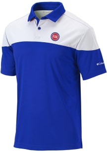 Columbia Detroit Pistons Mens Blue Heat Seal Omni Wick Best Ball Short Sleeve Polo