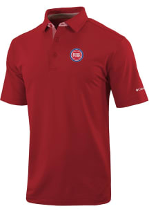 Columbia Detroit Pistons Mens Red Heat Seal Even Lie Short Sleeve Polo