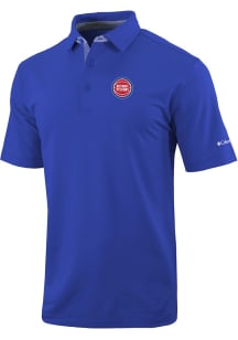 Columbia Detroit Pistons Mens Blue Heat Seal Even Lie Short Sleeve Polo