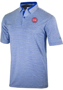 Columbia Detroit Pistons Mens Blue Heat Seal Golden Hills Polo Short Sleeve Polo