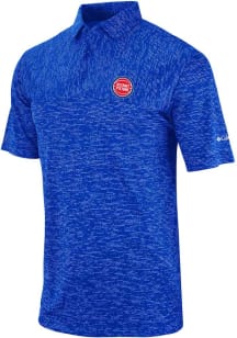 Columbia Detroit Pistons Mens Blue Heat Seal Heading Out Short Sleeve Polo