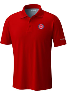 Columbia Detroit Pistons Mens Red Heat Seal Low Drag Offshore Polo Short Sleeve Polo