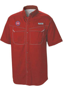 Columbia Detroit Pistons Mens Red Heat Seal Low Drag Offshore Short Sleeve Dress Shirt