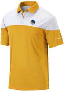 Columbia Golden State Warriors Mens Gold Heat Seal Omni Wick Best Ball Short Sleeve Polo
