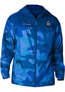 Columbia Golden State Warriors Mens Blue Heat Seal Camo Flash Challenger Light Weight Jacket